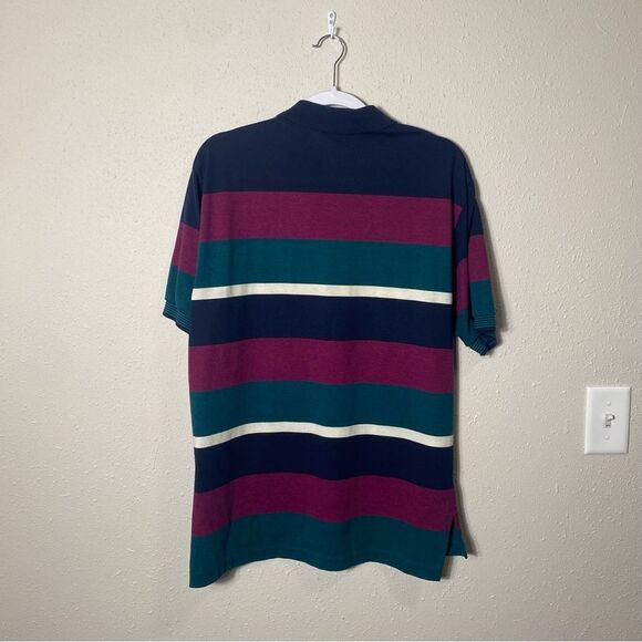 Vintage Knights Of Round Table Striped Color Block Polo Shirt Men's Size Large - Picture 5 of 15